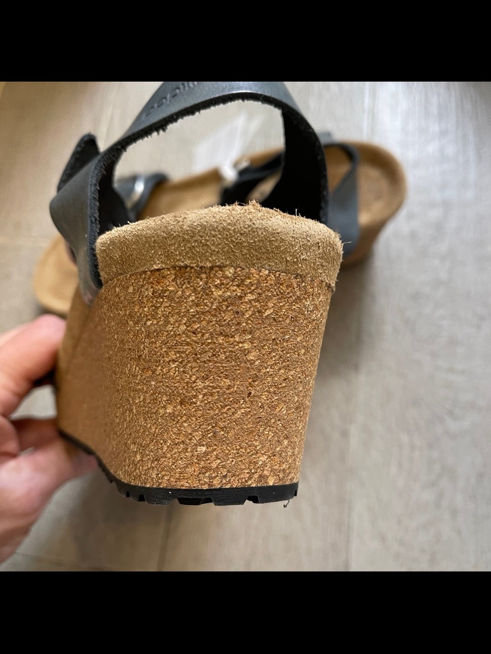 Birkenstock Papillio Metallic Black Soley Wedge Sandals 40 - Picture 6 of 7